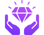 Hands holding a sparkling diamond