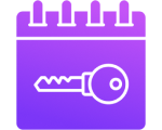 Purple calendar with key emblem